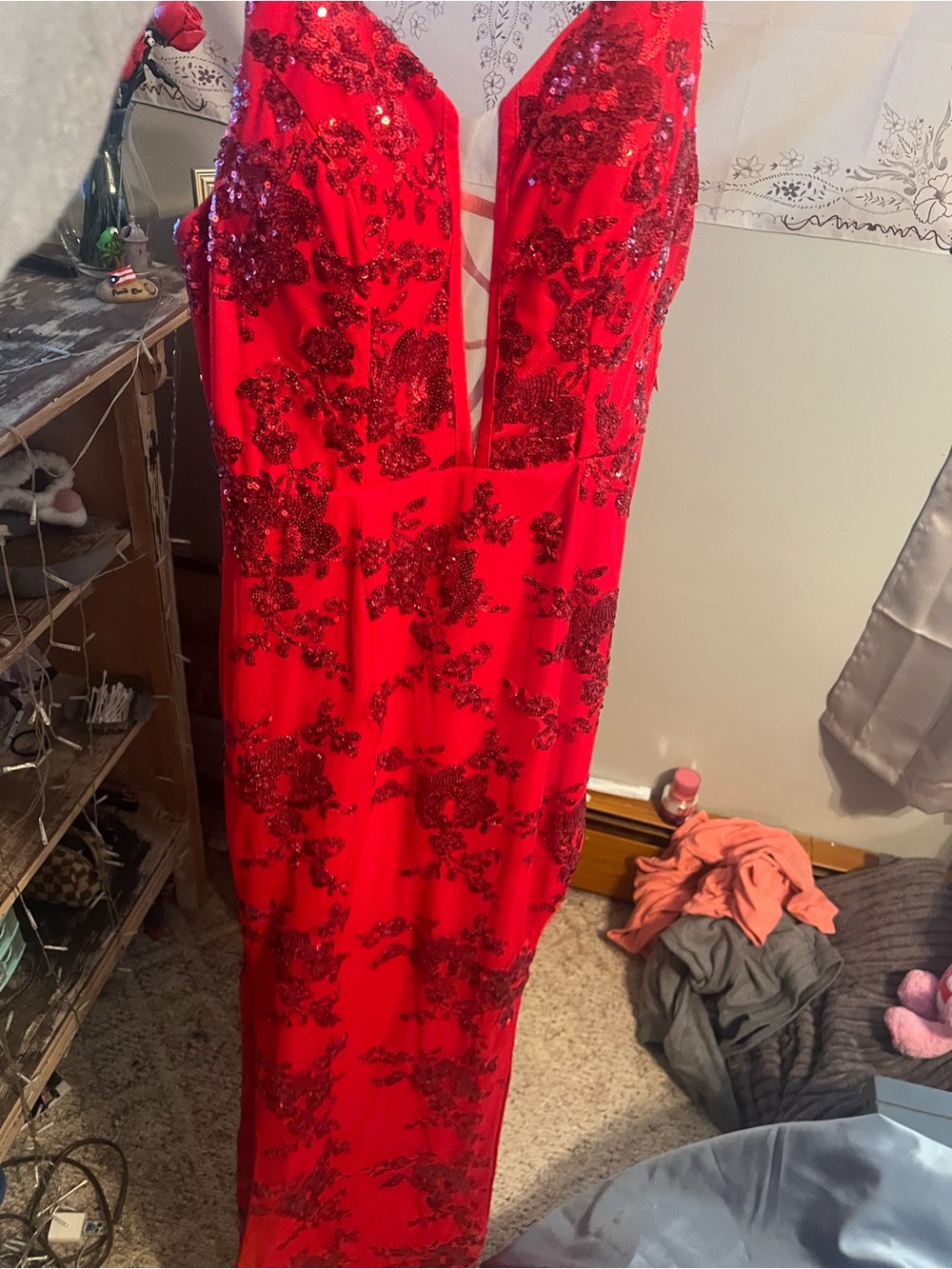 Amazon Red Sequin Prom Dress